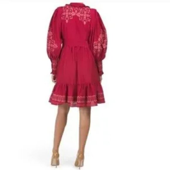 Kobi Halperin Cheryl Ruffle Trim Floral Embroidered Statement Belt Dress NWT - Picture 11 of 12